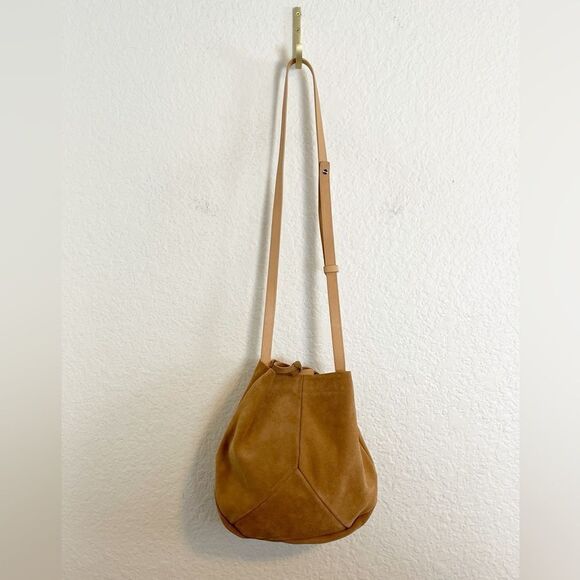 Ecco purse in brown suede Leather Crossbody hobo bucket Bag - Picture 2 of 11